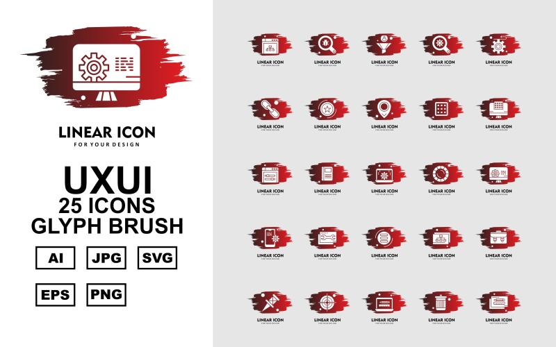 25 Conjunto de iconos de pincel de glifos premium UXUI II