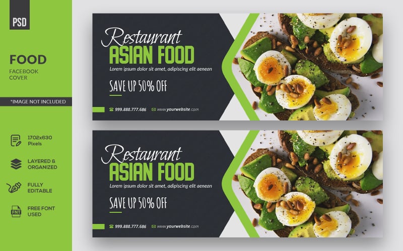 Download Шаблон для соцсетей "Food Facebook Cover Social Media Template" / Food Facebook Cover Social Media Template - Шаблон для соцсетей на тему графика business,facebook,banner,timeline,cover,marketing,food,restaurant,page,web,promotion,social,media,template,graphic,psd,cafe,fb,menu,vegetables