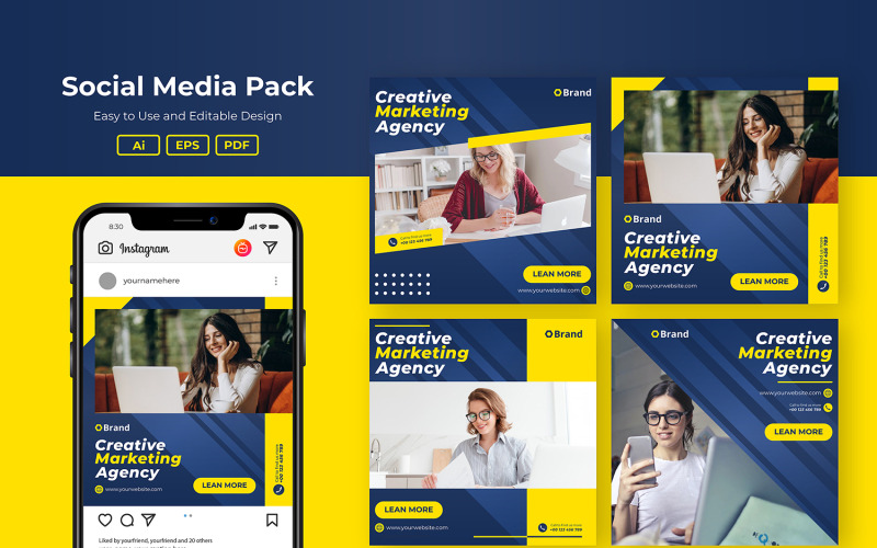 Modelli di post di marketing aziendale digitale per i social media