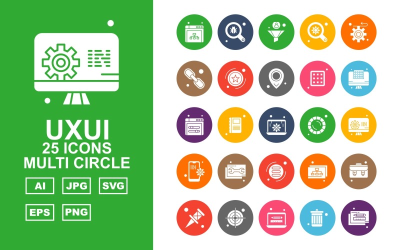 25 Набір іконок Multi Circle Premium UXUI II