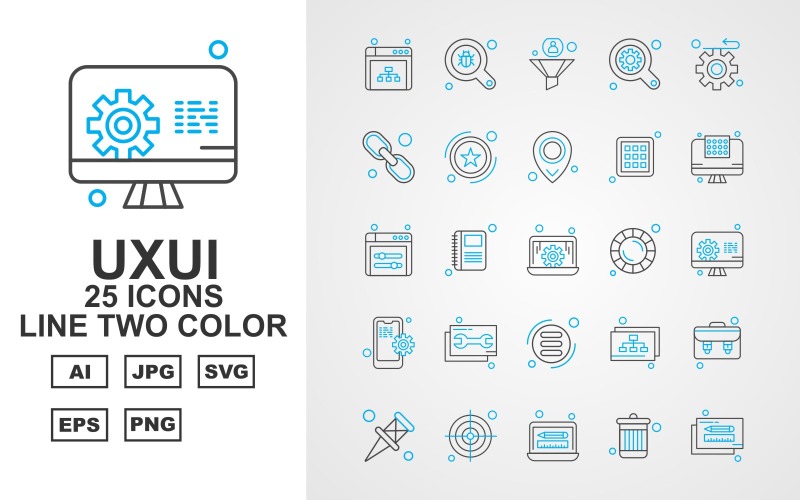 25 Premium UXUI II Line两种颜色图标集