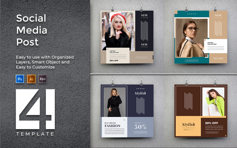 Download Шаблон для соцсетей "Stylish Fashion - Creative Post Template Promotion for Social Media" / Stylish Fashion - Creative Post Template Promotion for Social Media - Шаблон для соцсетей на тему графика poster,sale,clothing,fashion,cover,media,shop,elegant,market,advertisement,square,promo,instagram,unique,stylish,beauty,beautiful,web,minimalist,marketing