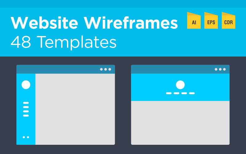 48 Webhely drótvázak és folyamatábra termékmockup