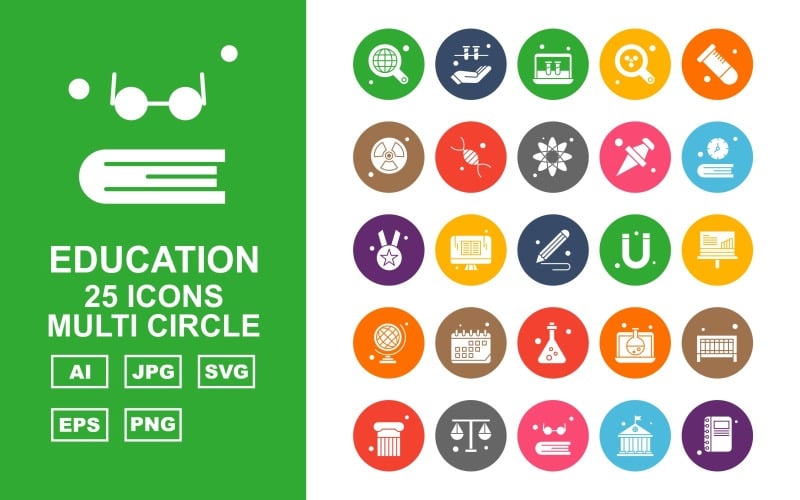 Набор иконок 25 Premium Education Multi Circle