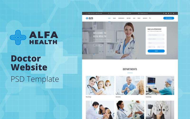 阿尔法健康-医生网站PSD模板