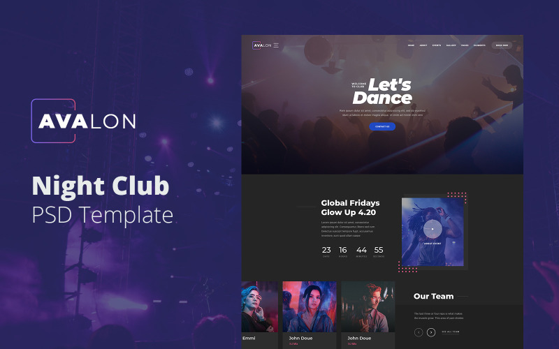 Avalon - Szablon PSD Night Club