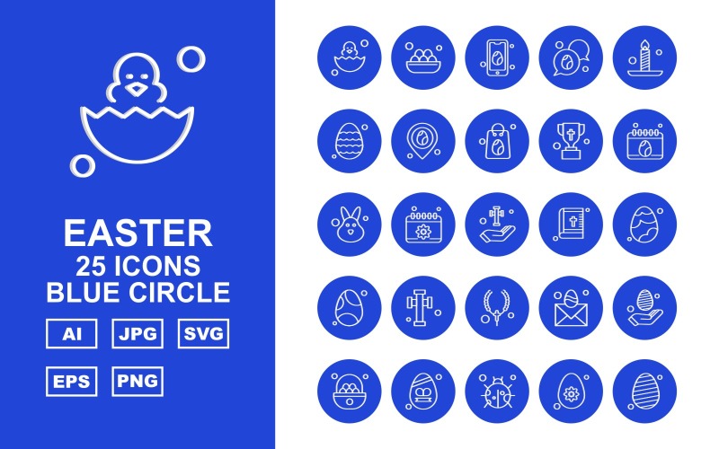 Download Набор иконок "25 Premium Easter Blue Circle Icon Set" / 25 Premium Easter Blue Circle Icon Set - Набор иконок на тему culture egg,calendar,mail,hand,eggs,insect,basket,mobile,chat,candle,location,bag,trophy,rabbit,cross,bible,locket,icon,icons