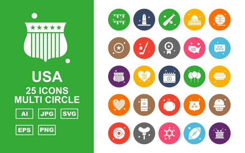 25 Premium VS Multi Circle Icon Set