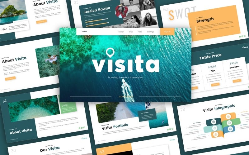 Modèle PowerPoint de présentation itinérante de Visita