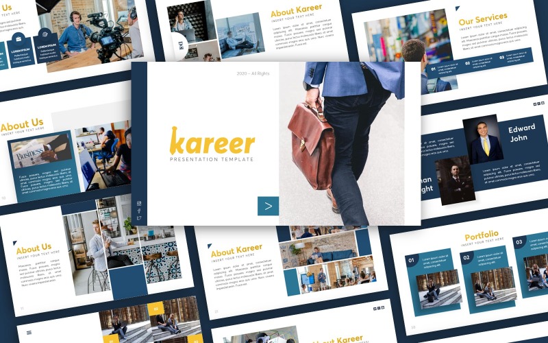 Modelo de apresentação de negócios Kareer em PowerPoint