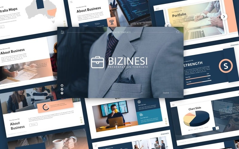 Plantilla de PowerPoint - presentación de negocios de Bizinesi