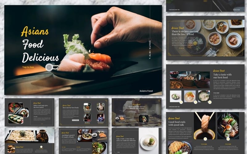 亚洲人食品 - 食品和饮料演示文稿的PowerPoint模板