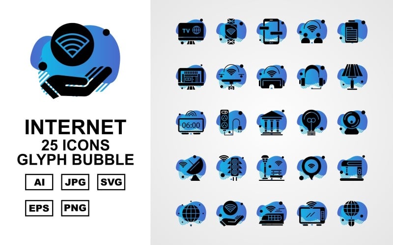 25 Conjunto de ícones de Glyph Bubble Premium Internet II