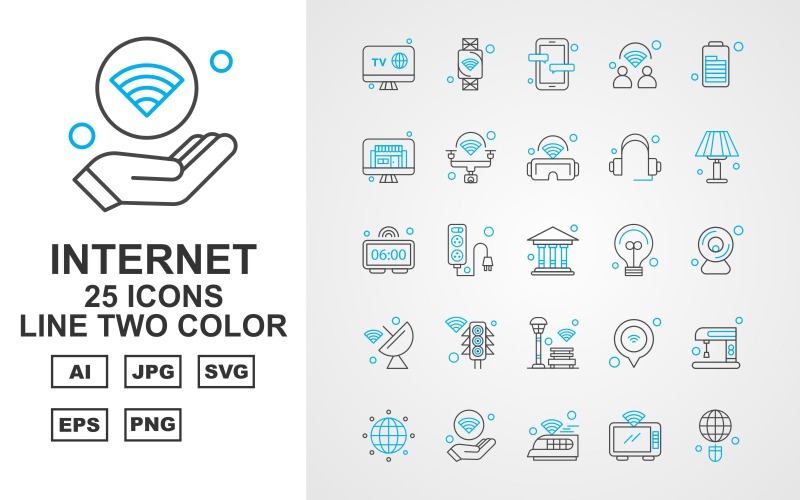 25 Premium Internet II Line Conjunto de iconos de dos colores