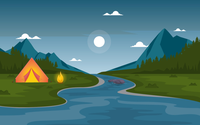 Camping River Park - ilustracja