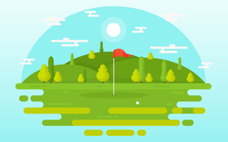 Campo de golf al aire libre - Ilustración