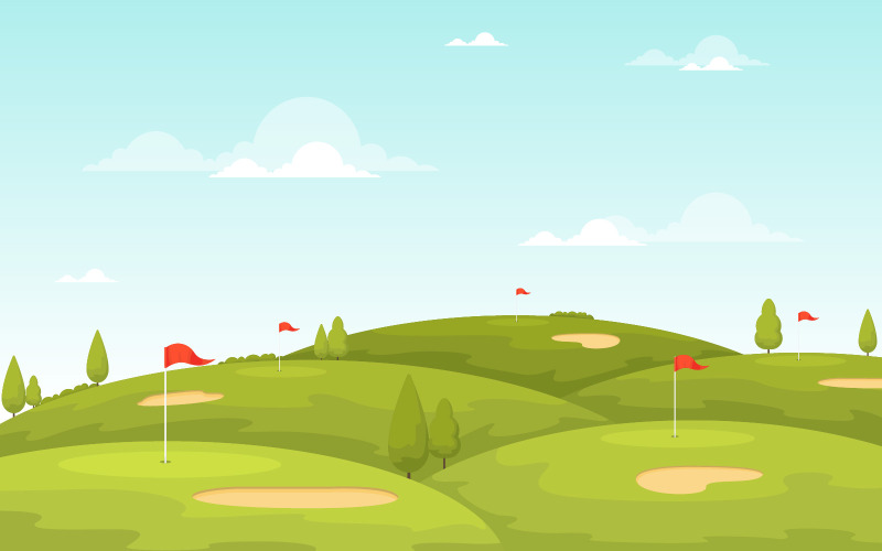 Golf açık alan - illüstrasyon