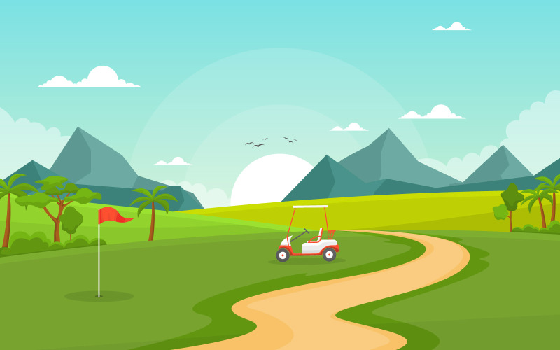 Golfové hřiště - ilustrace