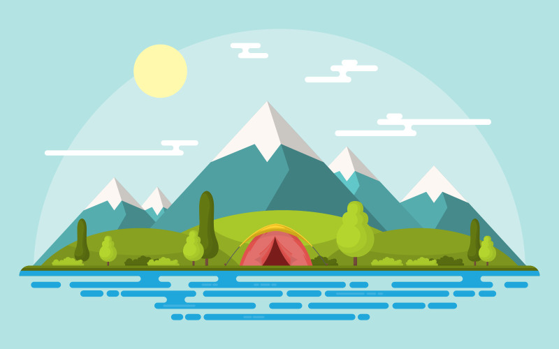 Mountain Camping Park - ilustracja