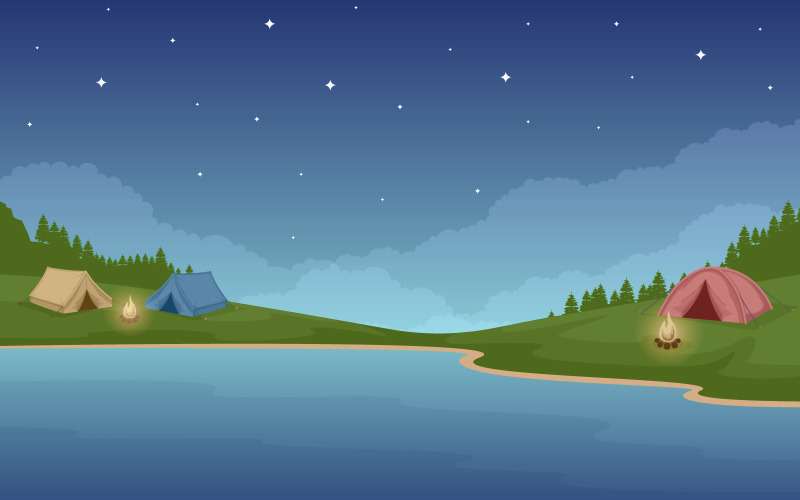 Nachtcampingpark - Illustration