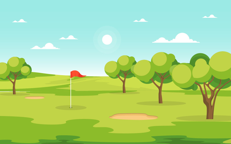 Pole Golfowe Na Zewnątrz - Ilustracja