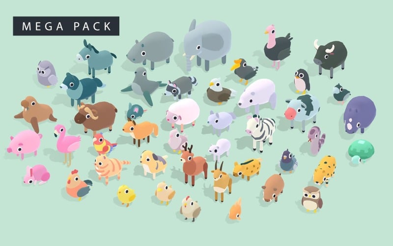 Quirky Series - Animals Mega Pack 3D-model