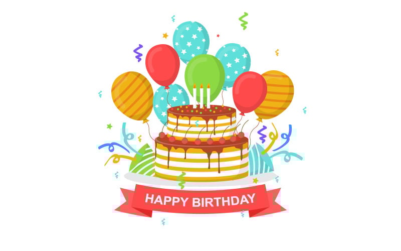 Download Background "Birthday Party Balloon Background" / Birthday Party Balloon Background - Background на тему графика happy,birthday,celebration,party,balloon,cake,banner,greeting,card,illustration,vector,celebrate,background,confetti,anniversary,template,poster,birth,day,abstract