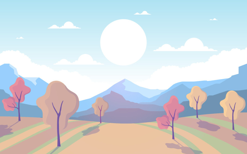Goldene Herbstlandschaft - Illustration