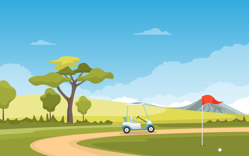 Golf Cart Field - Illustration