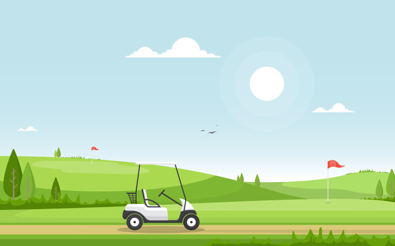 Golf sahası, bayrak, -, resimleme