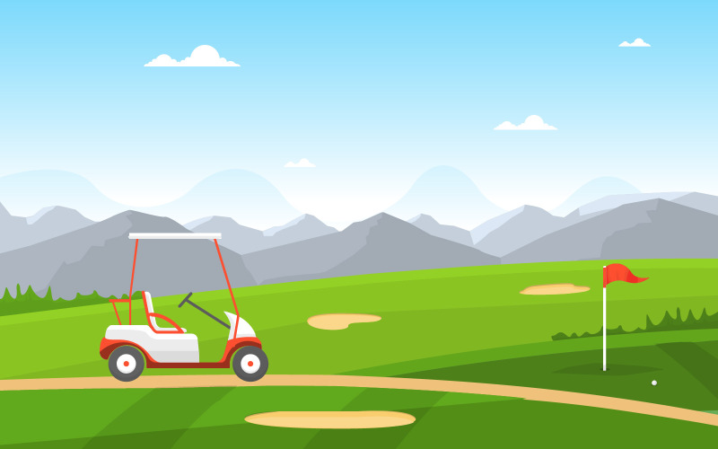 Paysage de terrain de golf - Illustration
