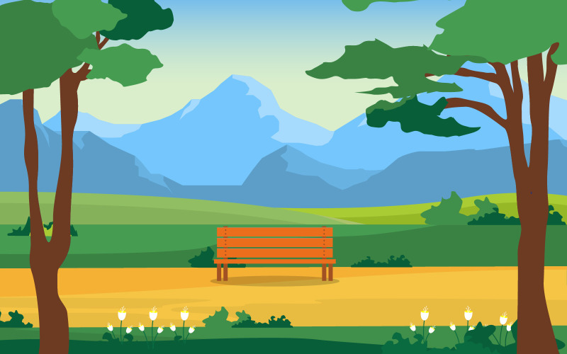 Summer Park Green - ilustracja