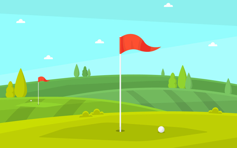 Zelené golfové hřiště - ilustrace