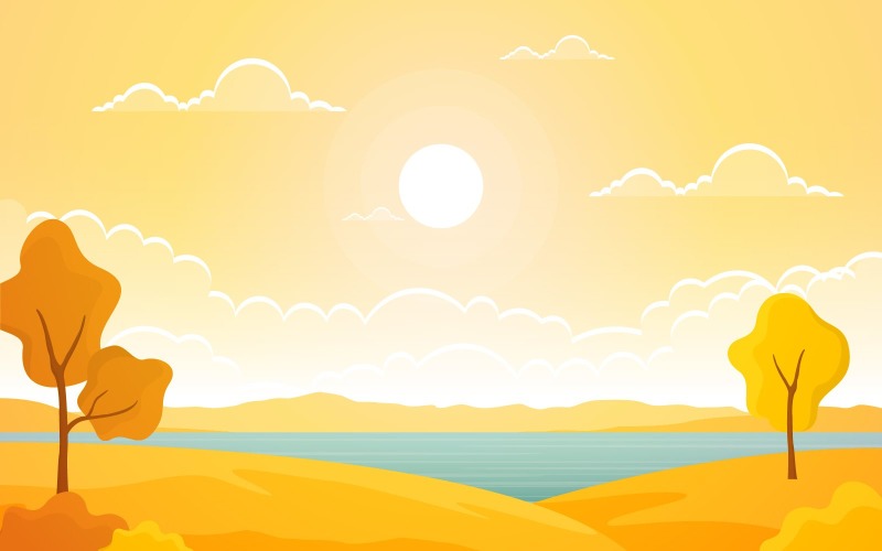 Żółte Jezioro Panoramiczne - Ilustracja