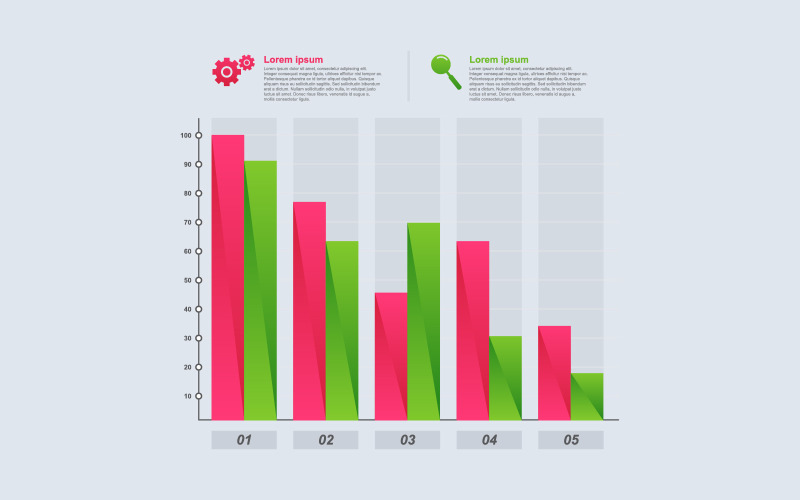 Csökkenő adat pénzügyi infographic elemek