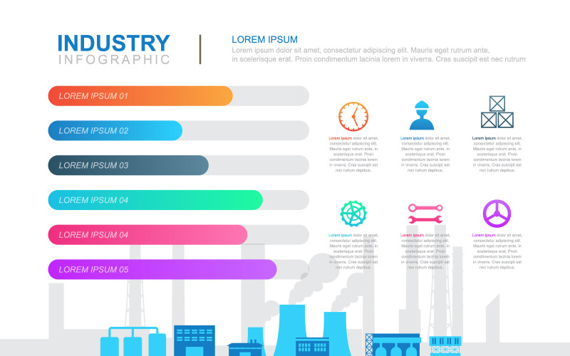 Diagrama de elementos de infografía de fábrica financiera
