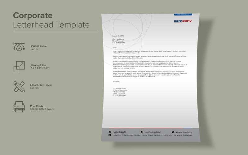 Download Фирменный стиль "Elegant Letterhead Design - Corporate Identity Template" / Elegant Letterhead Design - Corporate Identity Template - Фирменный стиль на тему графика corporate,letterhead,clean,creative,design,elegant,print,professional,simple,stylish,unique,modern,printing,layout,template,business,vector,logo,illustration,graphic