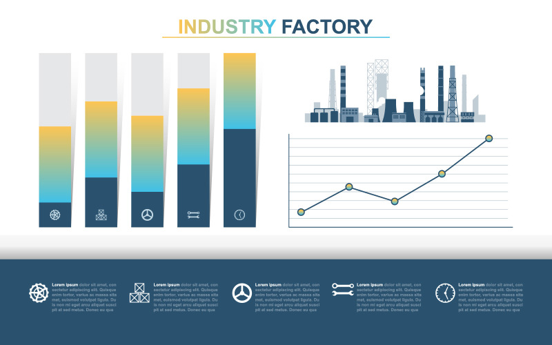 Éléments d'infographie de données financières d'usine