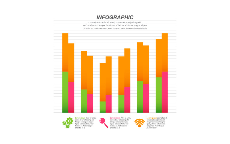 Graf prvků ekonomické statistické infografiky