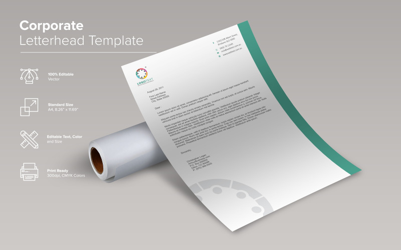 Download Фирменный стиль "Modern Letterhead Design - Corporate Identity Template" / Modern Letterhead Design - Corporate Identity Template - Фирменный стиль на тему графика corporate,letterhead,clean,creative,design,elegant,print,professional,simple,stylish,unique,modern,printing,layout,template,business,vector,logo,illustration,graphic