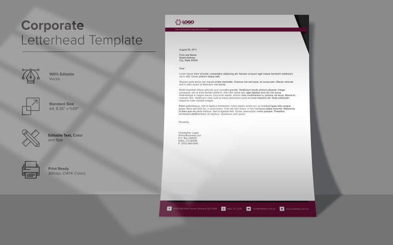Download Фирменный стиль "Professional Letterhead Design - Corporate Identity Template" / Professional Letterhead Design - Corporate Identity Template - Фирменный стиль на тему графика corporate,letterhead,clean,creative,design,elegant,print,professional,simple,stylish,unique,modern,printing,layout,template,business,vector,logo,illustration,graphic