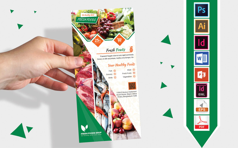 Download Фирменный стиль "Rack Card | Grocery Shop DL Flyer Vol-02 - Corporate Identity Template" / Rack Card | Grocery Shop DL Flyer Vol-02 - Corporate Identity Template - Фирменный стиль на тему графика dl,dl flyer,grocery shop dl flyer,fresh food dl flyer,fresh,fresh food,pure food,fresh food flyer,fresh food poster,pure food flyer,pure food poster,grocery shop,grocery,fresh food shop,pure 