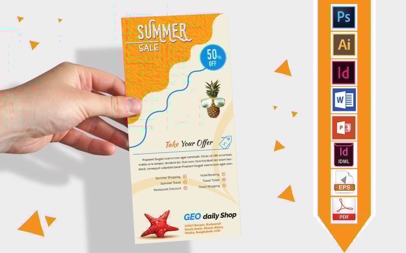 Download Фирменный стиль "Rack Card | Summer Sale DL Flyer Vol-01 - Corporate Identity Template" / Rack Card | Summer Sale DL Flyer Vol-01 - Corporate Identity Template - Фирменный стиль на тему графика dl,dl flyer,summer sale dl flyer,summer poster,summer sale poster,summer discount poster,summer sale offer poster,summer tour offer,summer travel offer,flyer,rack card flyer,rack card,summer,