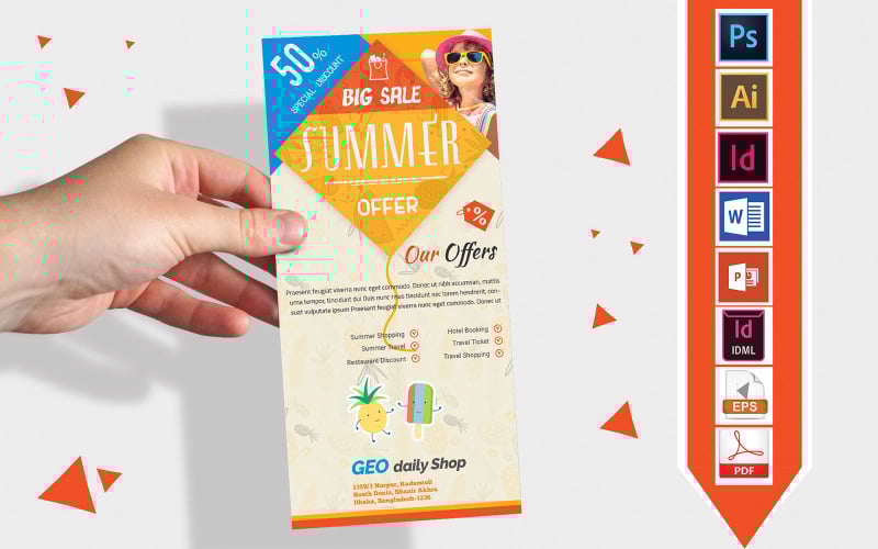 Download Фирменный стиль "Rack Card | Summer Sale DL Flyer Vol-02 - Corporate Identity Template" / Rack Card | Summer Sale DL Flyer Vol-02 - Corporate Identity Template - Фирменный стиль на тему графика dl,dl flyer,summer sale dl flyer,summer poster,summer sale poster,summer discount poster,summer sale offer poster,summer tour offer,summer travel offer,flyer,rack card flyer,rack card,summer,