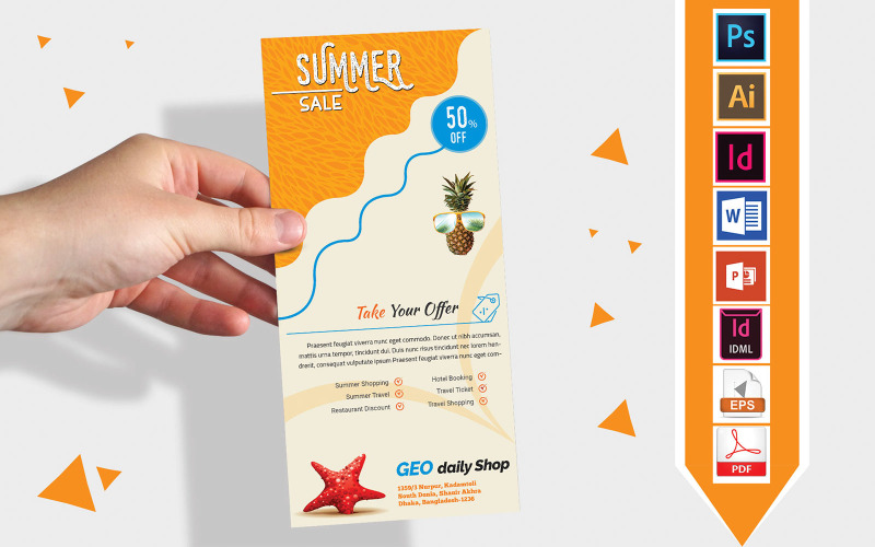 Стійка картки | Літній розпродаж DL Flyer Vol-01 - шаблон фірмового стилю