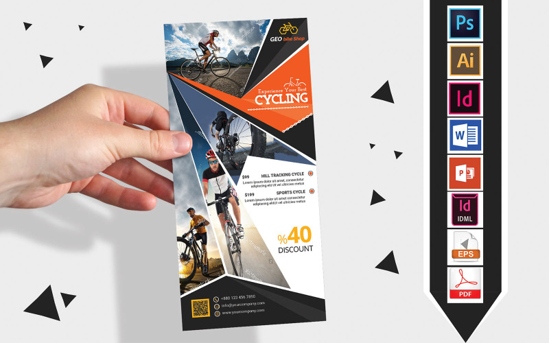 Tarjeta de rack | Cycle Shop DL Flyer Vol-03 - Plantilla de identidad corporativa