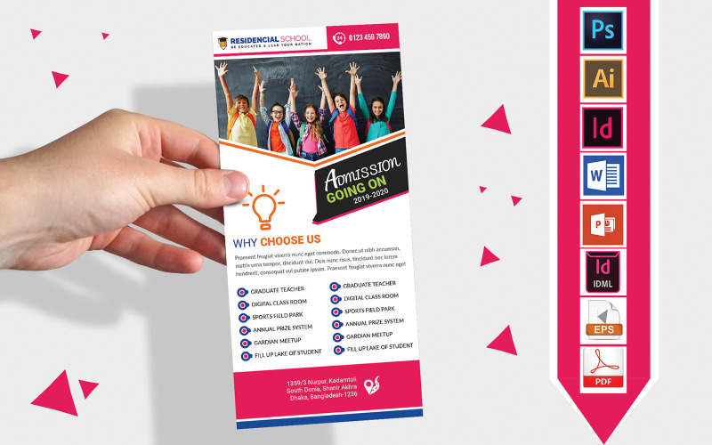 Carte de rack | School DL Flyer Vol-03 - Modèle d'identité d'entreprise