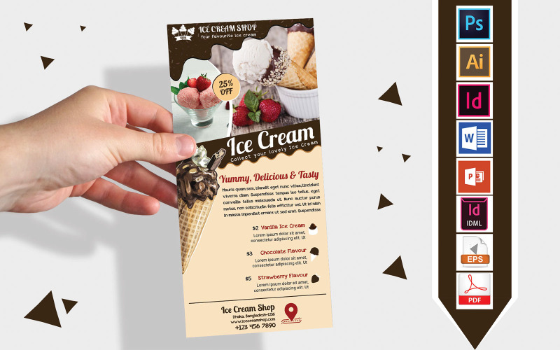 机架卡|冰淇淋店DL Flyer Vol-03-企业标识模板