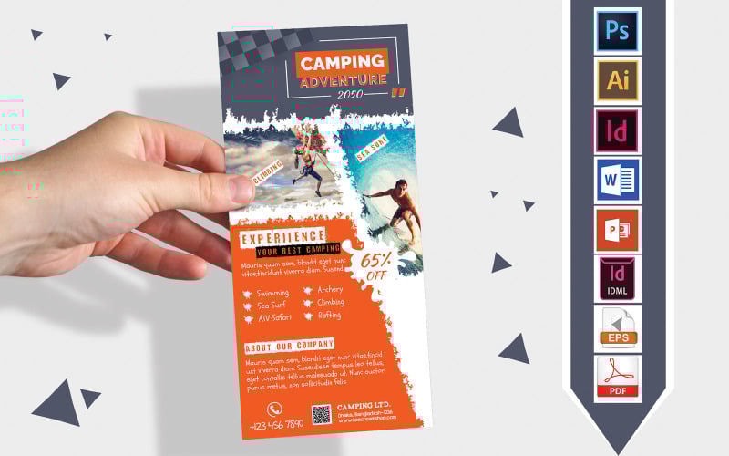 Download Фирменный стиль "Rack Card | Champing Adventure DL Flyer Vol-01 - Corporate Identity Template" / Rack Card | Champing Adventure DL Flyer Vol-01 - Corporate Identity Template - Фирменный стиль на тему графика dl,dl flyer,champing dl flyer,camp,camping adventure,tour,travel,travel camp,hill camp,surfing camp,jumping,camp flyer,camp poster,camping flyer,camping poster,camping adventure flyer,camping