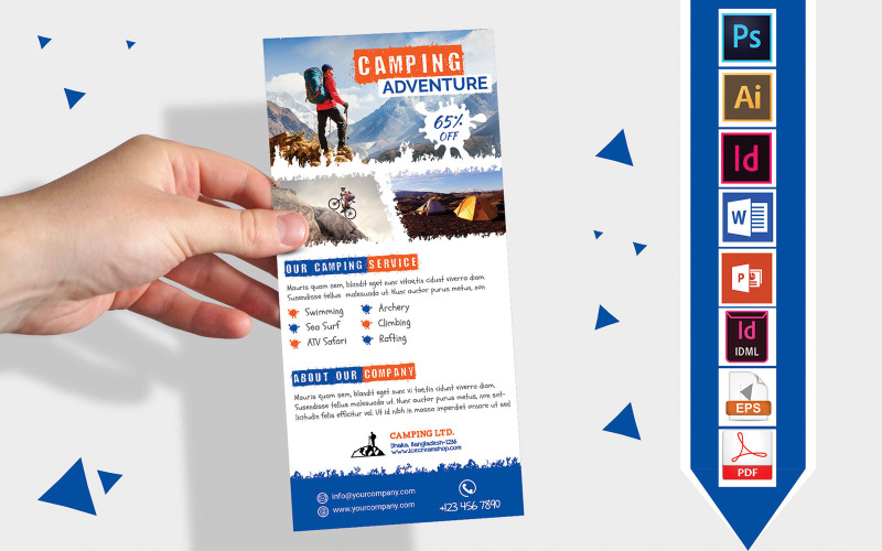 Download Фирменный стиль "Rack Card | Champing Adventure DL Flyer Vol-02 - Corporate Identity Template" / Rack Card | Champing Adventure DL Flyer Vol-02 - Corporate Identity Template - Фирменный стиль на тему графика dl,dl flyer,champing dl flyer,camp,camping adventure,tour,travel,travel camp,hill camp,surfing camp,jumping,camp flyer,camp poster,camping flyer,camping poster,camping adventure flyer,camping
